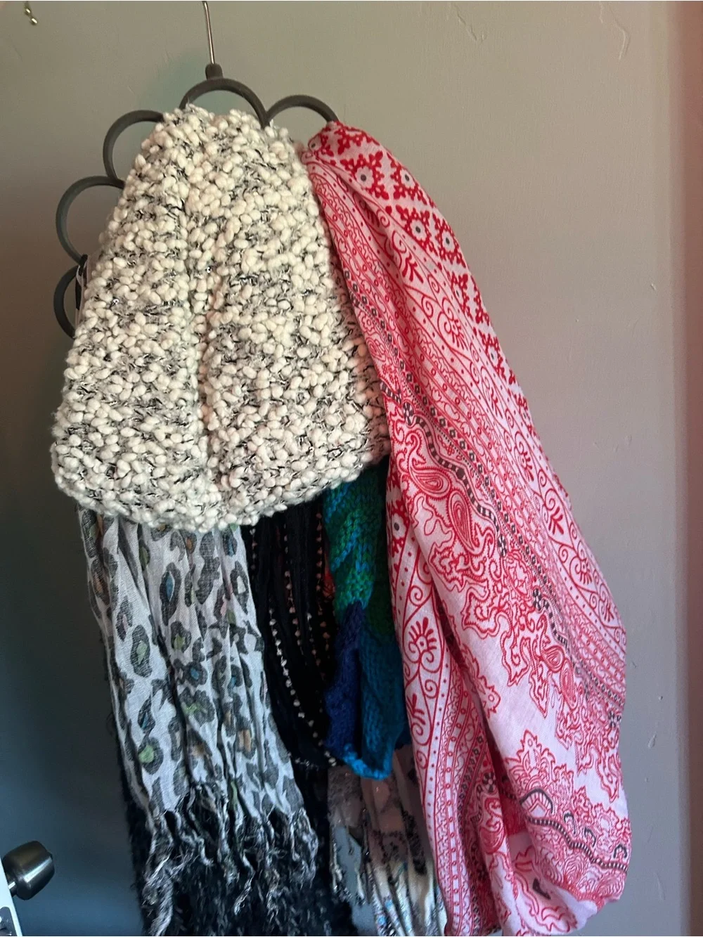 Mixed Pattern Scarf Bundle in White, Black, Red, Green, Blue